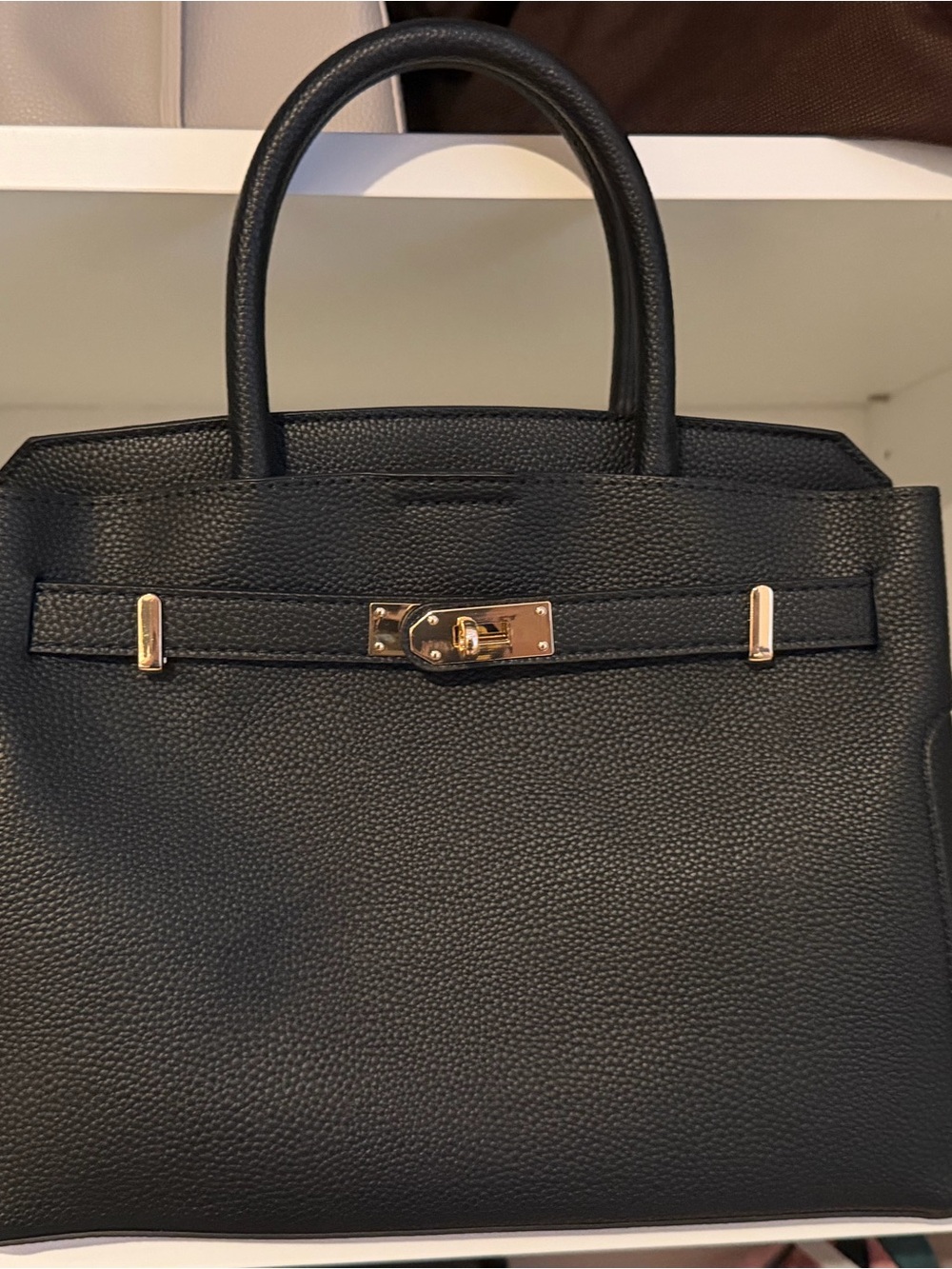 Call It Spring Black Satchel with Gold Hardware